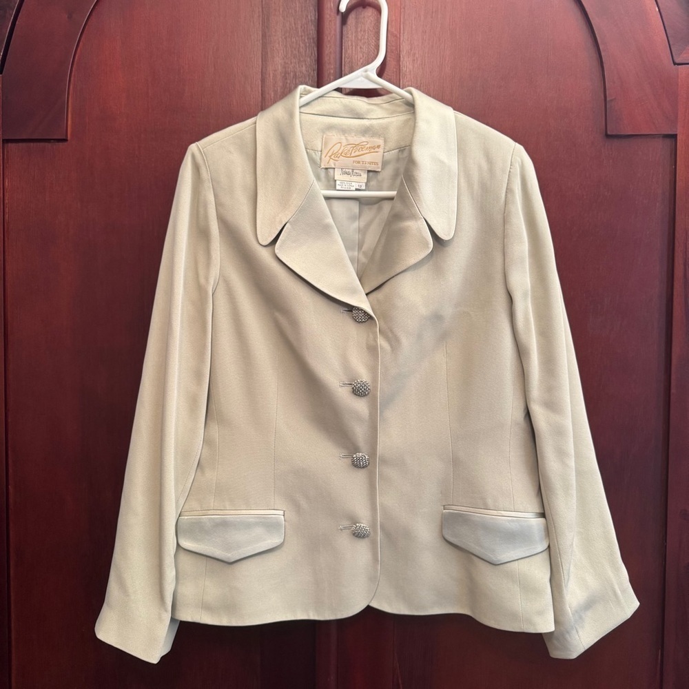Vintage Rickie Freeman for TJ Nites Neiman Marcus Celery Green Blazer Silk Sz 12